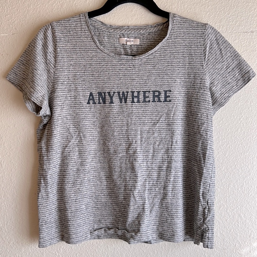 Madewell Hemp/Cotton Blend Striped "Anywhere" Printed Tee Size Medium